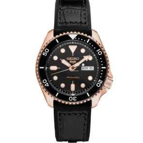 Uhrenarmband Seiko SRPD76K1 / 4R36-07G01 Leder Schwarz 22mm